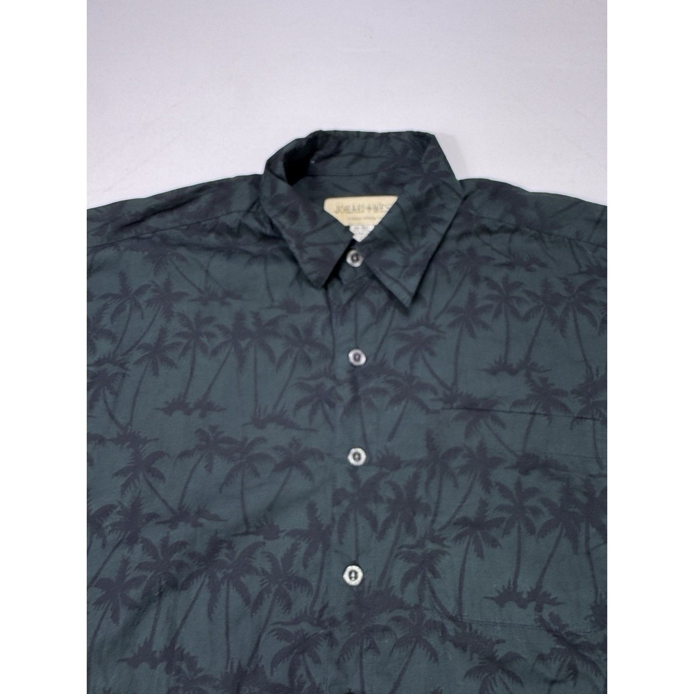 Johari West Mens Hawaiian 3XLT Shirt Green Palm Trees Cotton Batik Resort Aloha